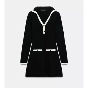 Zara Black and White Long Sleeve Dress